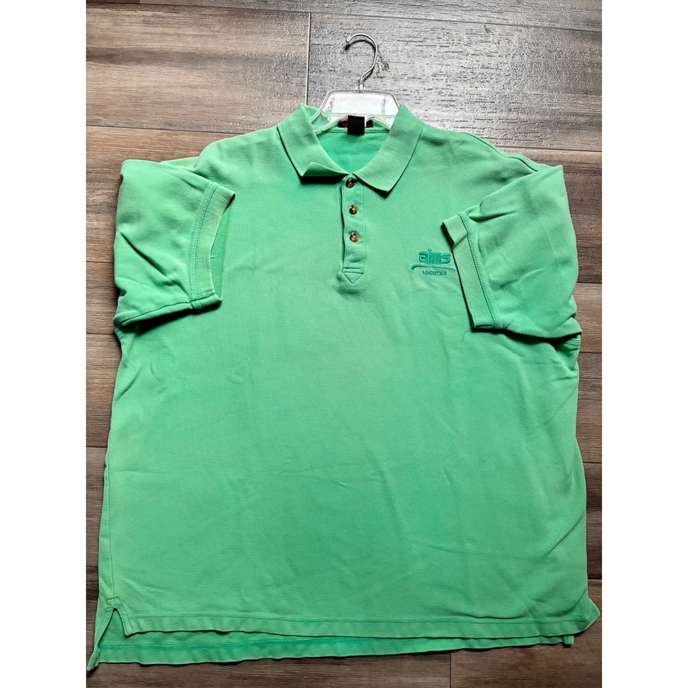 UltraClub Collection Mens XL Green Cotton Polo Shirt Aims Logistics Logo Pique